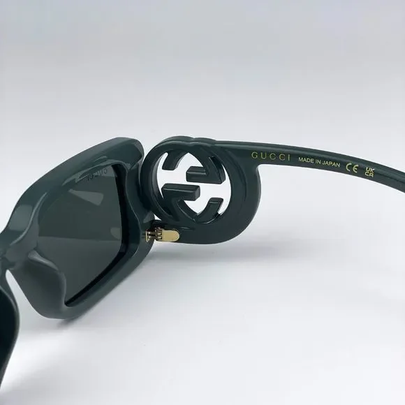 Gucci GG1325S 003 Sunglasses Grey Smoke Grey Rectangle Women